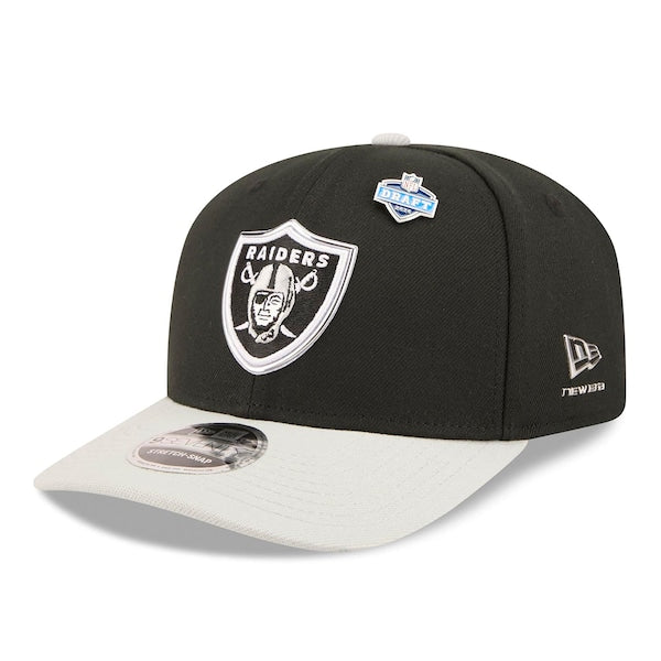 Men's Las Vegas Raiders  New Era Black/Silver 2026 NFL Draft 9SEVENTY Adjustable Hat