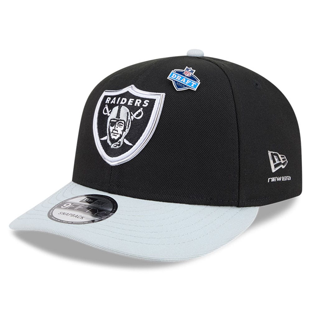Youth Las Vegas Raiders  New Era Black/Silver 2026 NFL Draft Pre-Curved 9FIFTY Snapback Hat