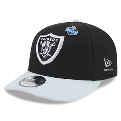 Youth Las Vegas Raiders  New Era Black/Silver 2026 NFL Draft Pre-Curved 9FIFTY Snapback Hat