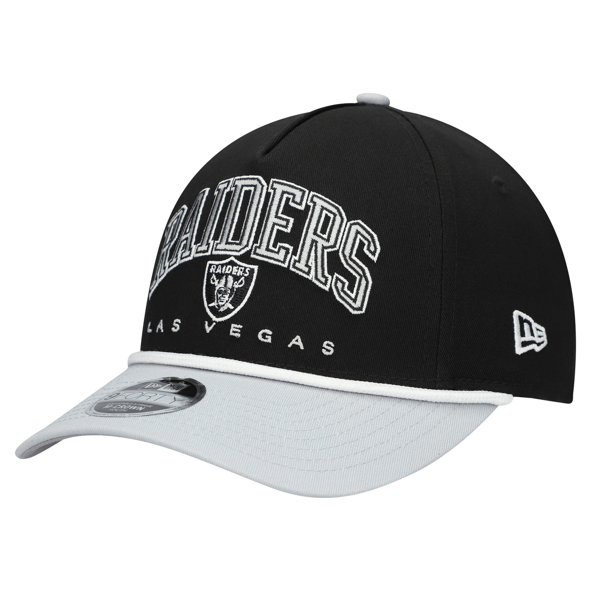 Youth Las Vegas Raiders  New Era Black/Silver  Arch COOLERA 9FORTY A-Frame Adjustable Hat