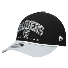 Youth Las Vegas Raiders  New Era Black/Silver  Arch COOLERA 9FORTY A-Frame Adjustable Hat