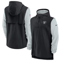 Men's Las Vegas Raiders Nike Black/Silver Sideline Player Quarter-Zip Hoodie Jacket
