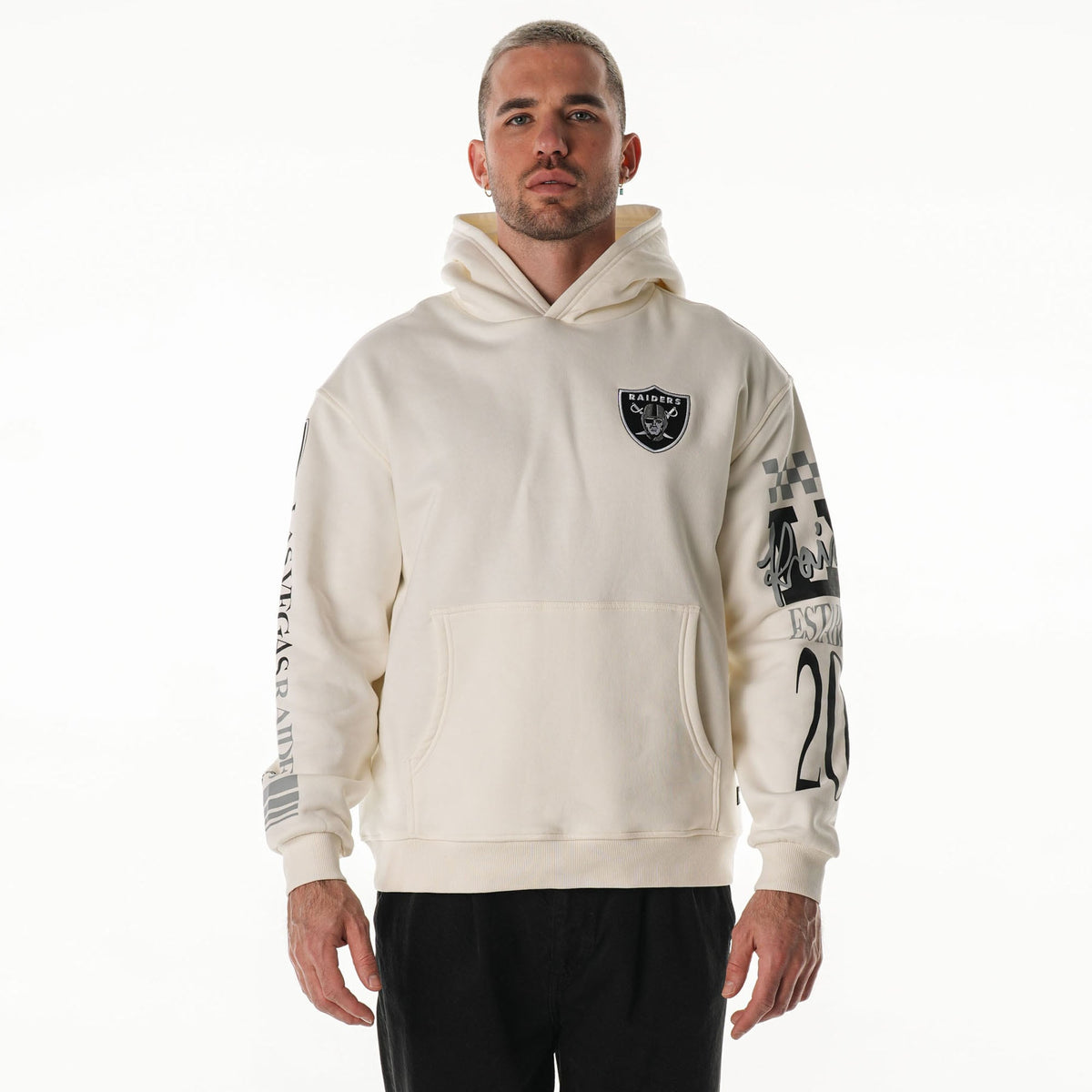 Unisex Las Vegas Raiders  The Wild Collective Cream Stacked Graphic Sleeve Fleece Hoodie