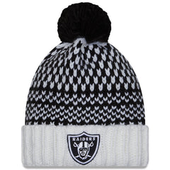 Women's Las Vegas Raiders  New Era Black/White 2023 NFL Crucial Catch Cuffed Pom Knit Hat