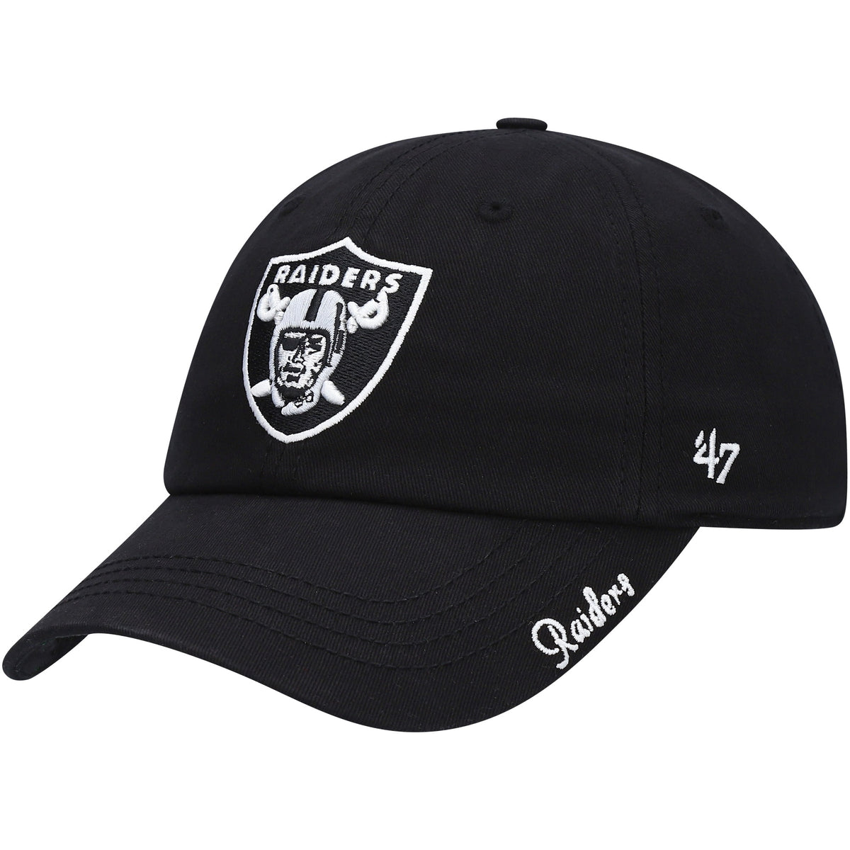 Women's Las Vegas Raiders '47 Black Miata Clean Up Primary Adjustable Hat