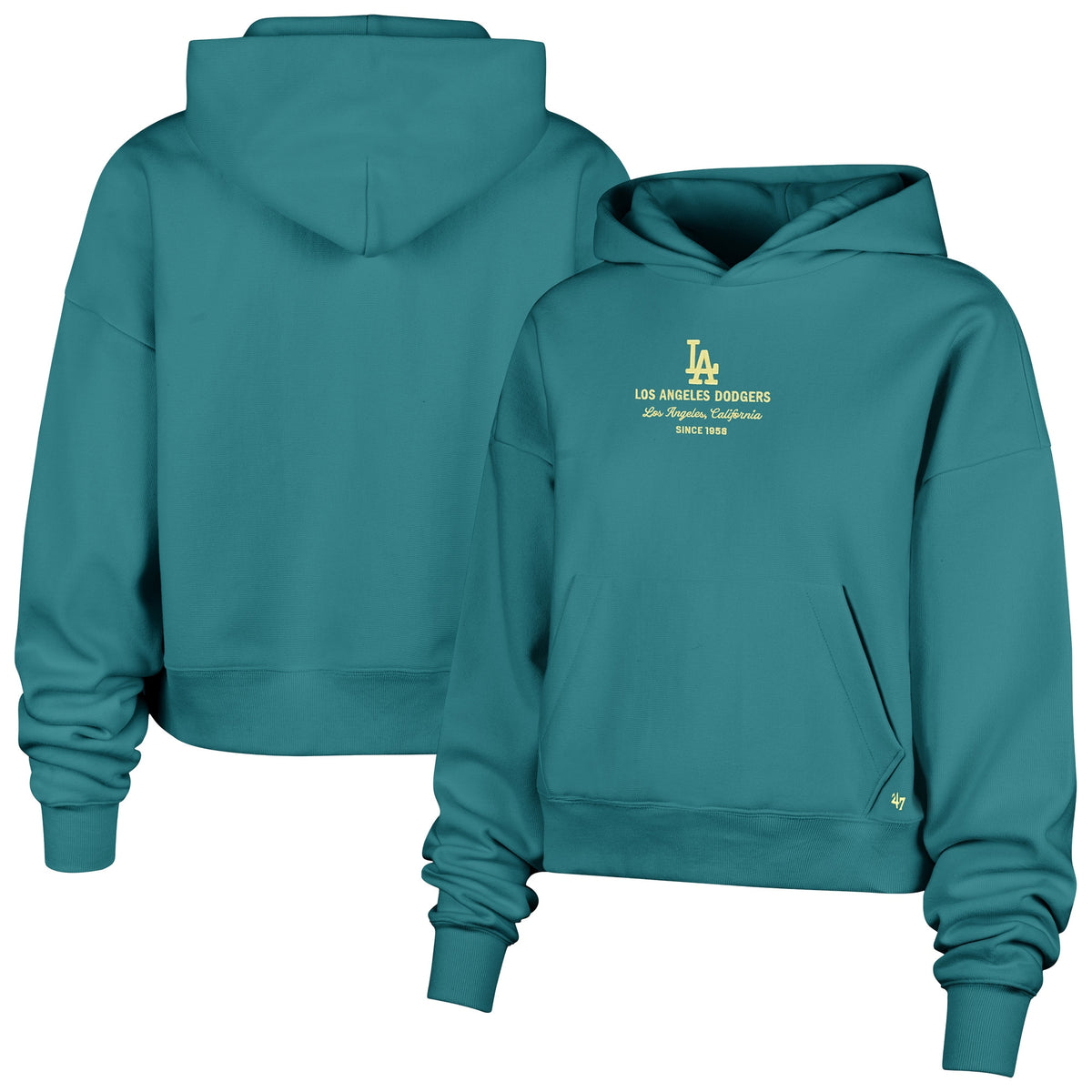 Women's Los Angeles Dodgers  '47 Teal Contemporary Basics Anderson Foundation Hoodie