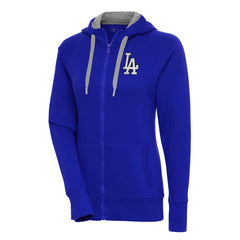 Women's Los Angeles Dodgers  Antigua Royal Brushed Metallic Victory Full-Zip Hoodie