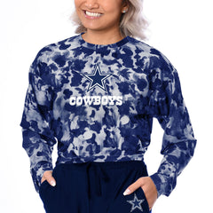 Women's Dallas Cowboys  Certo Navy Cropped Long Sleeve T-Shirt