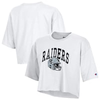 Women's Las Vegas Raiders  Champion White Boyfriend Cropped T-Shirt