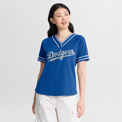 Women's Los Angeles Dodgers Fanatics Royal Diva Race Ahead Raglan V-Neck T-Shirt