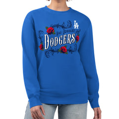 Women's Los Angeles Dodgers G-III 4Her by Carl Banks Royal Retro Roses Fleece Pullover Sweatshirt