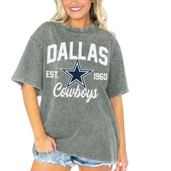 Women's Dallas Cowboys  Gameday Couture Gray Tackle Titan Boyfriend Washed T-Shirt