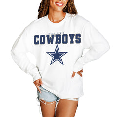 Women's Dallas Cowboys  Gameday Couture White Big Goals Oversized Long Sleeve T-Shirt