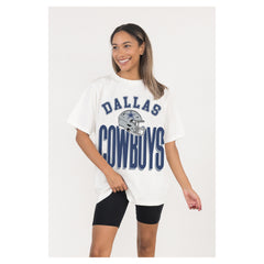 Women's Dallas Cowboys  Gameday Couture White Oversized Classic Fierce Focus T-Shirt