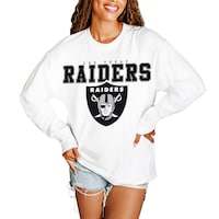Women's Las Vegas Raiders  Gameday Couture White Big Goals Oversized Long Sleeve T-Shirt