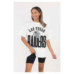 Women's Las Vegas Raiders  Gameday Couture White Oversized Classic Fierce Focus T-Shirt