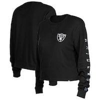 Women's Las Vegas Raiders  New Era Black Sport Night Thermal Long Sleeve Cropped T-Shirt