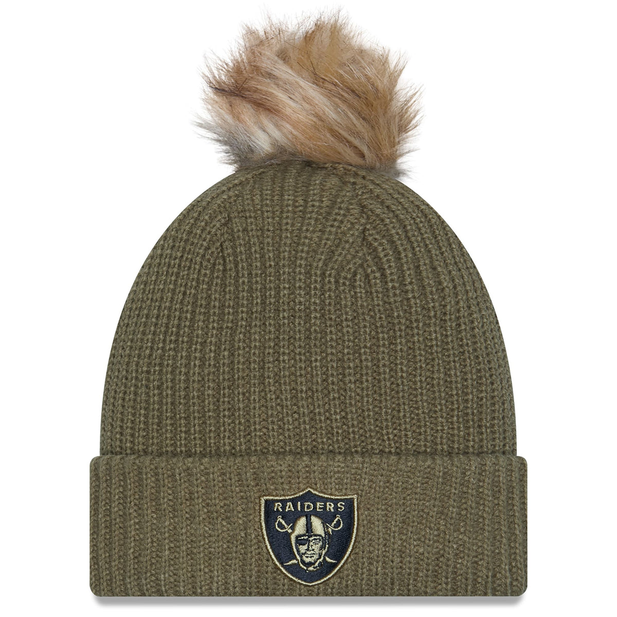Women's Las Vegas Raiders  New Era Dark Green 2025 Salute to Service Cuffed Knit Hat with Pom