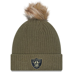 Women's Las Vegas Raiders  New Era Dark Green 2025 Salute to Service Cuffed Knit Hat with Pom