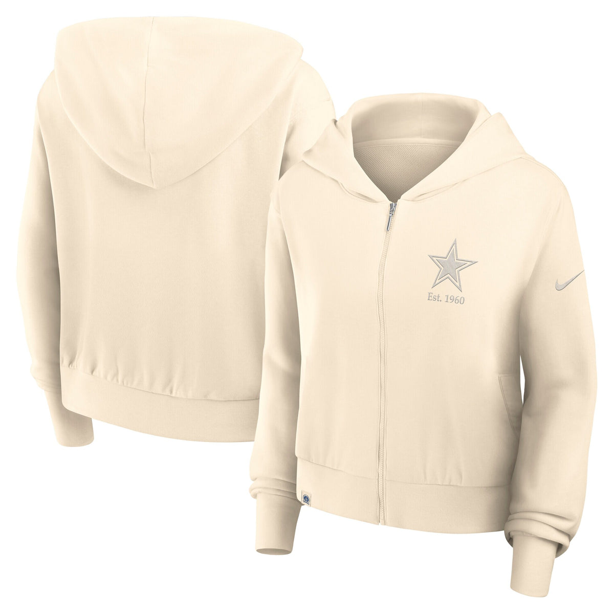 Women's Dallas Cowboys Nike Cream Glory Cropped Full-Zip Hoodie