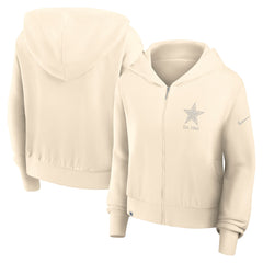 Women's Dallas Cowboys Nike Cream Glory Cropped Full-Zip Hoodie