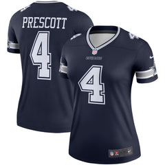 Women's Dallas Cowboys Dak Prescott Nike  Navy Legend Player Performance Top
