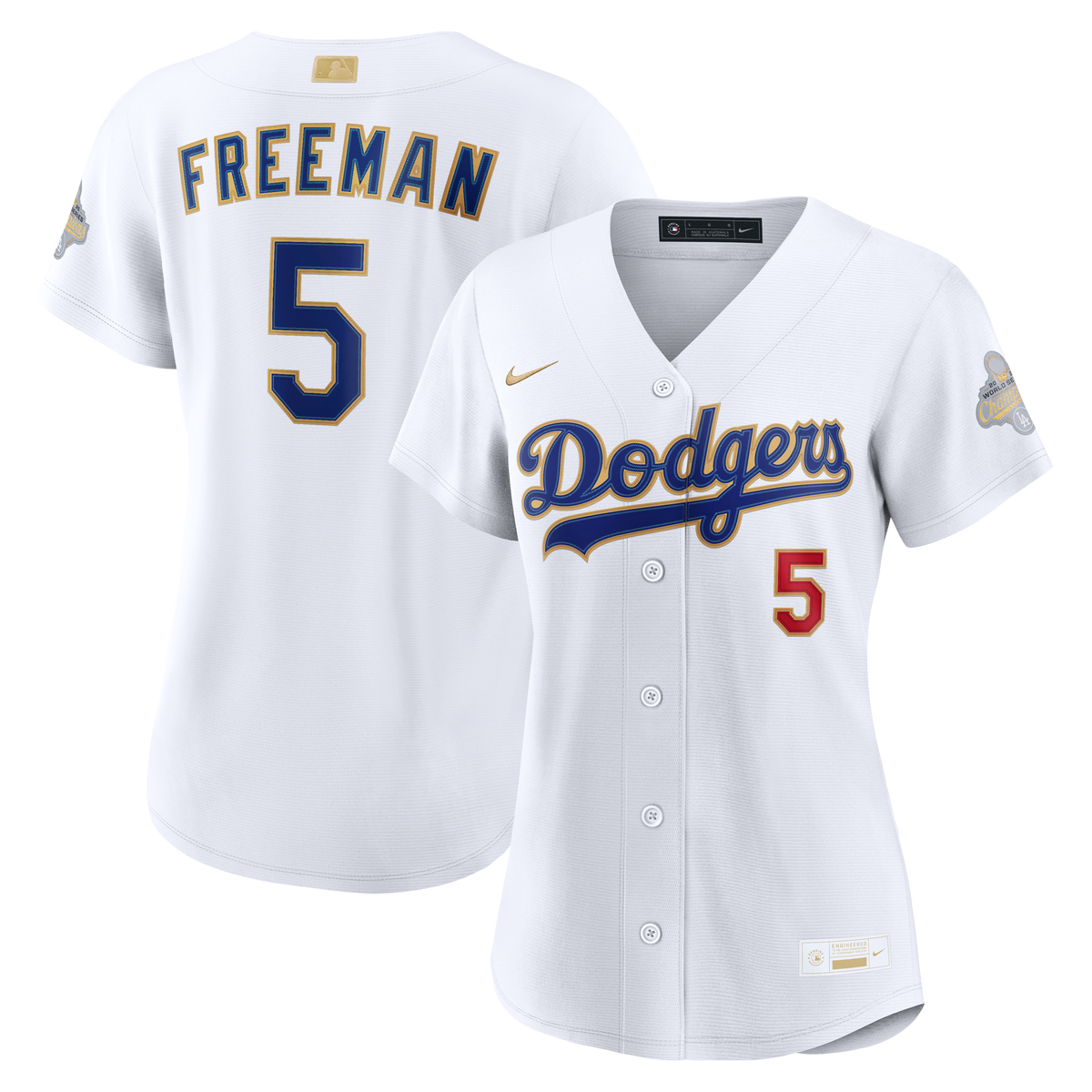 Women's Los Angeles Dodgers Freddie Freeman Nike White 2026 Gold Collection Stadium Jersey