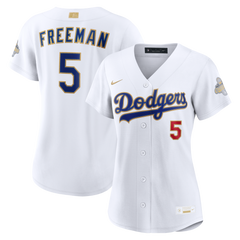 Women's Los Angeles Dodgers Freddie Freeman Nike White 2026 Gold Collection Stadium Jersey