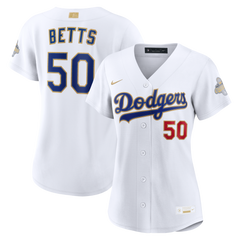 Women's Los Angeles Dodgers Mookie Betts Nike White 2026 Gold Collection Stadium Jersey