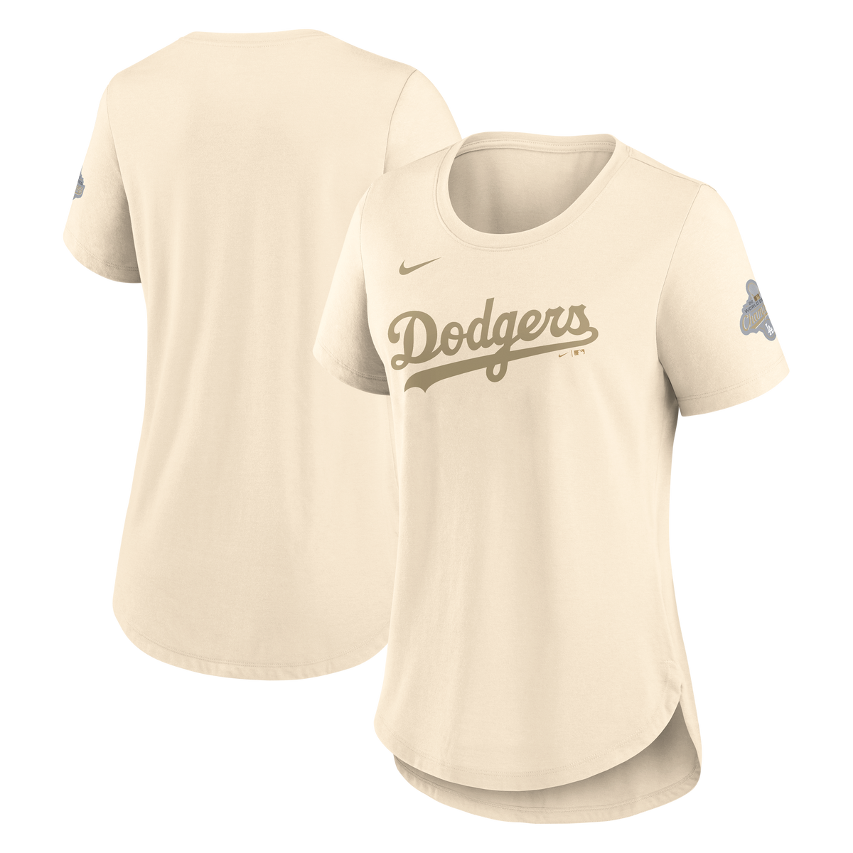 Women's Los Angeles Dodgers  Nike Natural 2026 Gold Collection Tri-Blend Wordmark T-Shirt