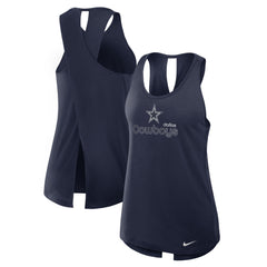 Women's Dallas Cowboys Nike Navy  Open-Back Crisscross Dri-FIT Tank Top