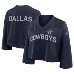 Women's Dallas Cowboys Nike Navy Primetime Cropped Mesh Dri-FIT Fashion Jersey