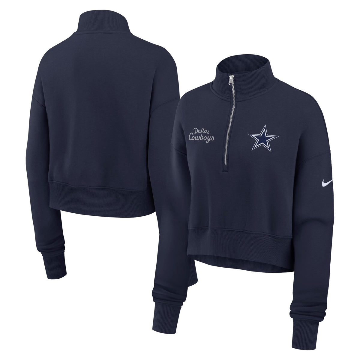 Women's Dallas Cowboys Nike Navy Primetime Phoenix Half-Zip Sweatshirt