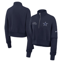 Women's Dallas Cowboys Nike Navy Primetime Phoenix Half-Zip Sweatshirt