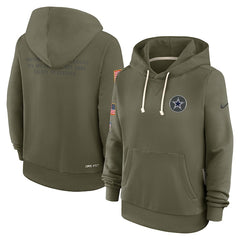Women's Dallas Cowboys Nike Olive 2025 Salute to Service Sideline Standard Issue Dri-FIT Hoodie