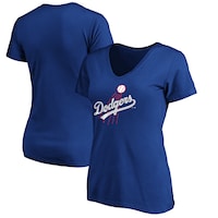 Women's Los Angeles Dodgers Royal Cooperstown Collection Huntington Logo V-Neck T-Shirt