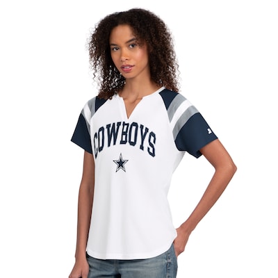 Women's Dallas Cowboys  Starter White Game On Notch Neck T-Shirt