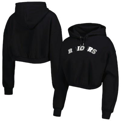 Women's Las Vegas Raiders The Wild Collective Black Cropped Pullover Hoodie