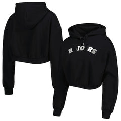 Women's Las Vegas Raiders The Wild Collective Black Cropped Pullover Hoodie