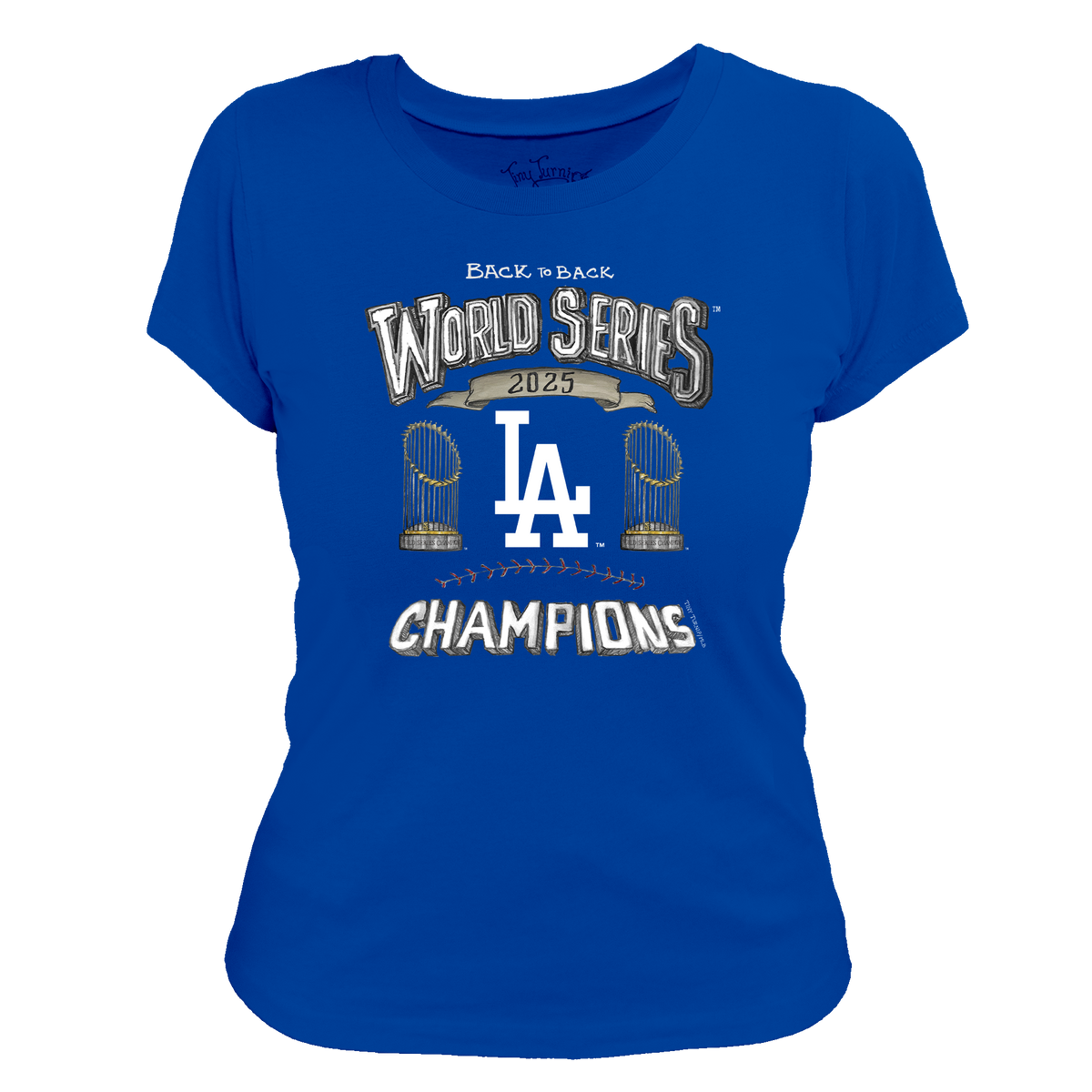 Women's Los Angeles Dodgers Tiny Turnip Royal 2025 World Series Champions T-Shirt