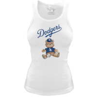 Women's Los Angeles Dodgers Tiny Turnip White Fitted Teddy Bear Tri-Blend Tank Top