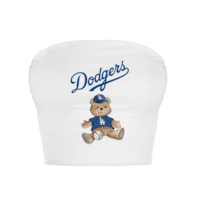 Women's Los Angeles Dodgers  Tiny Turnip White Teddy Bear Crop Tube Top