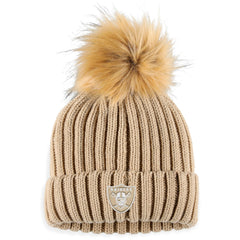 Women's Las Vegas Raiders  WEAR by Erin Andrews Natural Neutral Cuffed Knit Hat with Pom