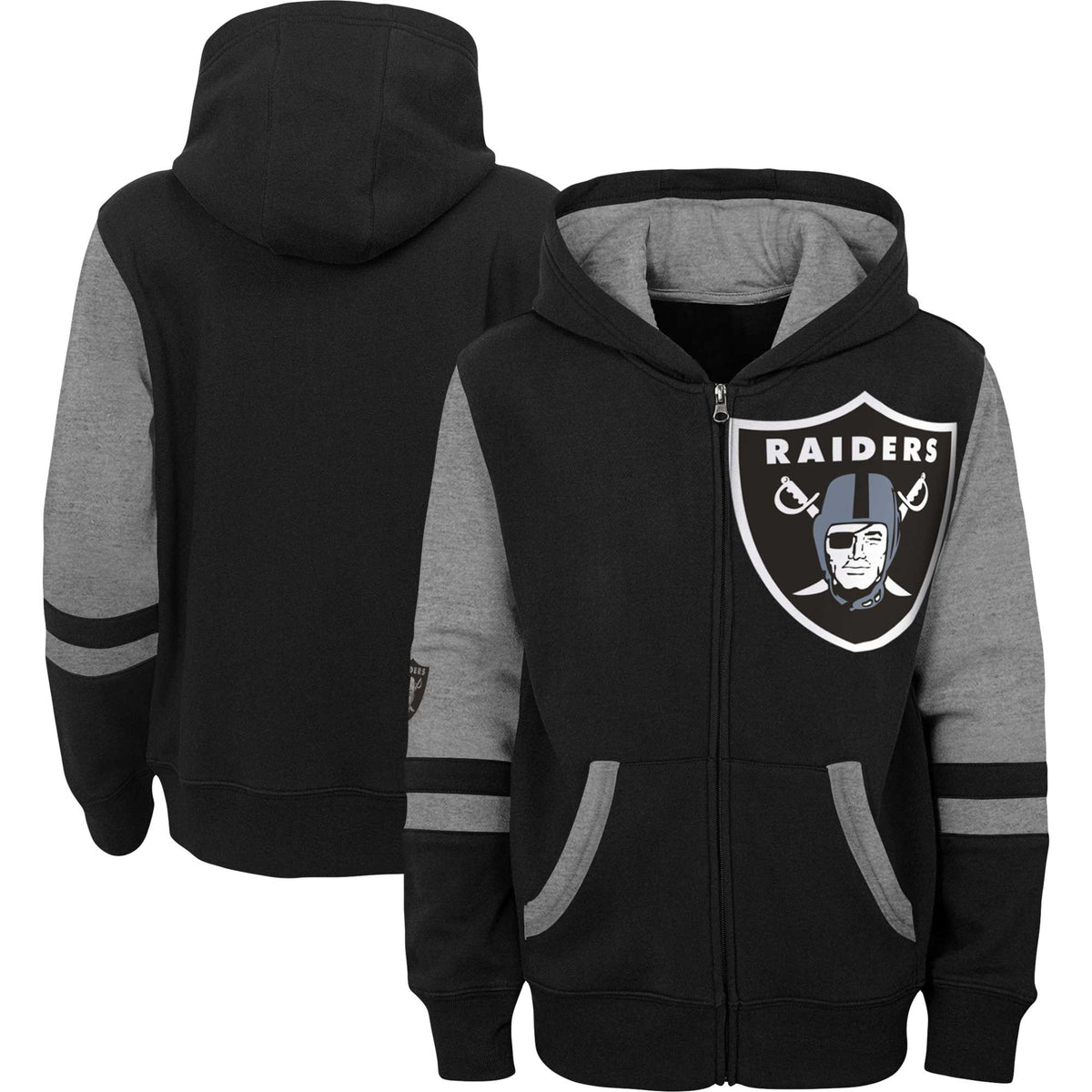 Youth Las Vegas Raiders Black Colorblock Full-Zip Hoodie