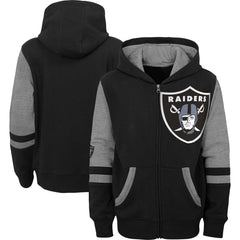 Youth Las Vegas Raiders Black Colorblock Full-Zip Hoodie