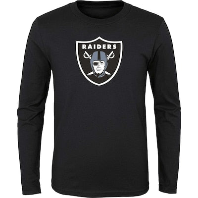 Youth Las Vegas Raiders Black Primary Logo Long Sleeve T-Shirt
