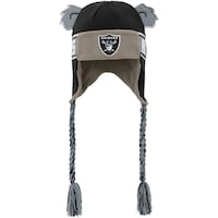 Youth Las Vegas Raiders Black Wordmark Ears Trooper Knit Hat