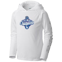 Youth Los Angeles Dodgers  Columbia White 2025 World Series Champions Terminal Tackle Omni-Shade Hoodie
