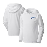 Youth Los Angeles Dodgers Columbia White Terminal Tackle Long Sleeve Hoodie T-Shirt