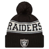 Youth Las Vegas Raiders New Era Black Retro Cuffed Knit Hat with Pom